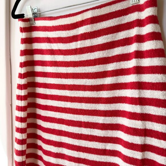 NWT Free People Bailey 3 Piece Sweater Set Skirt Top Terry Red White Stripe - Picture 8 of 14